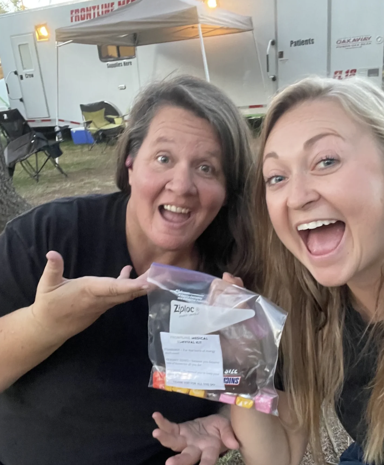 Frontline Medical crew members with survival kit